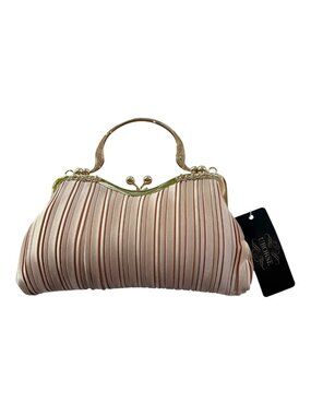 NWT Ubrose Champagne Satin Pleated Evening Clutch/Purse (2644-1)